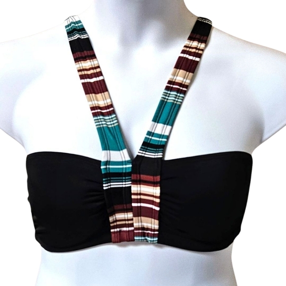 Coastal Blue Women's Halter Bikini Top Size M JadedStripe/Ebony NWT - Picture 6 of 13